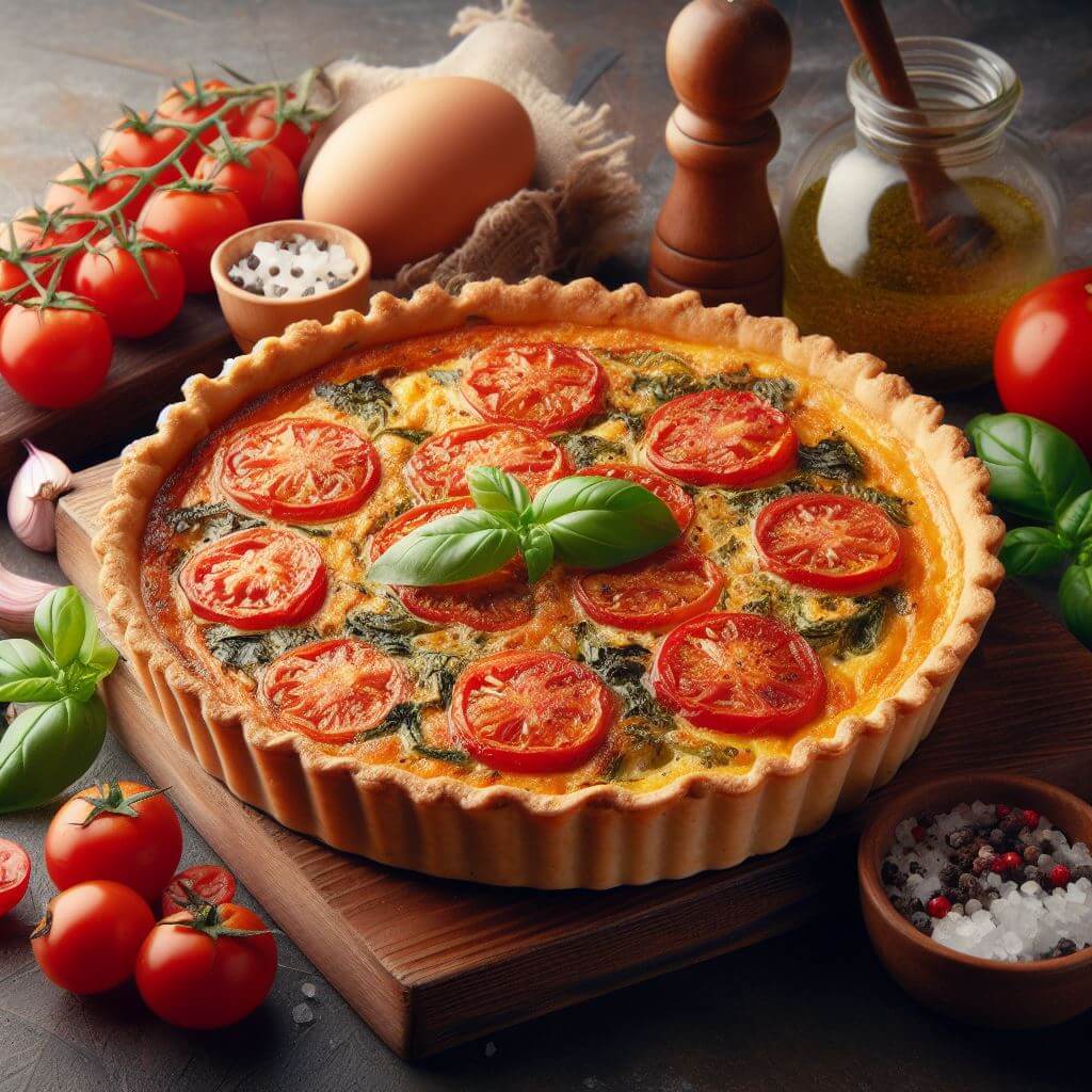 Quiche de Tomate e Manjericão Vegano