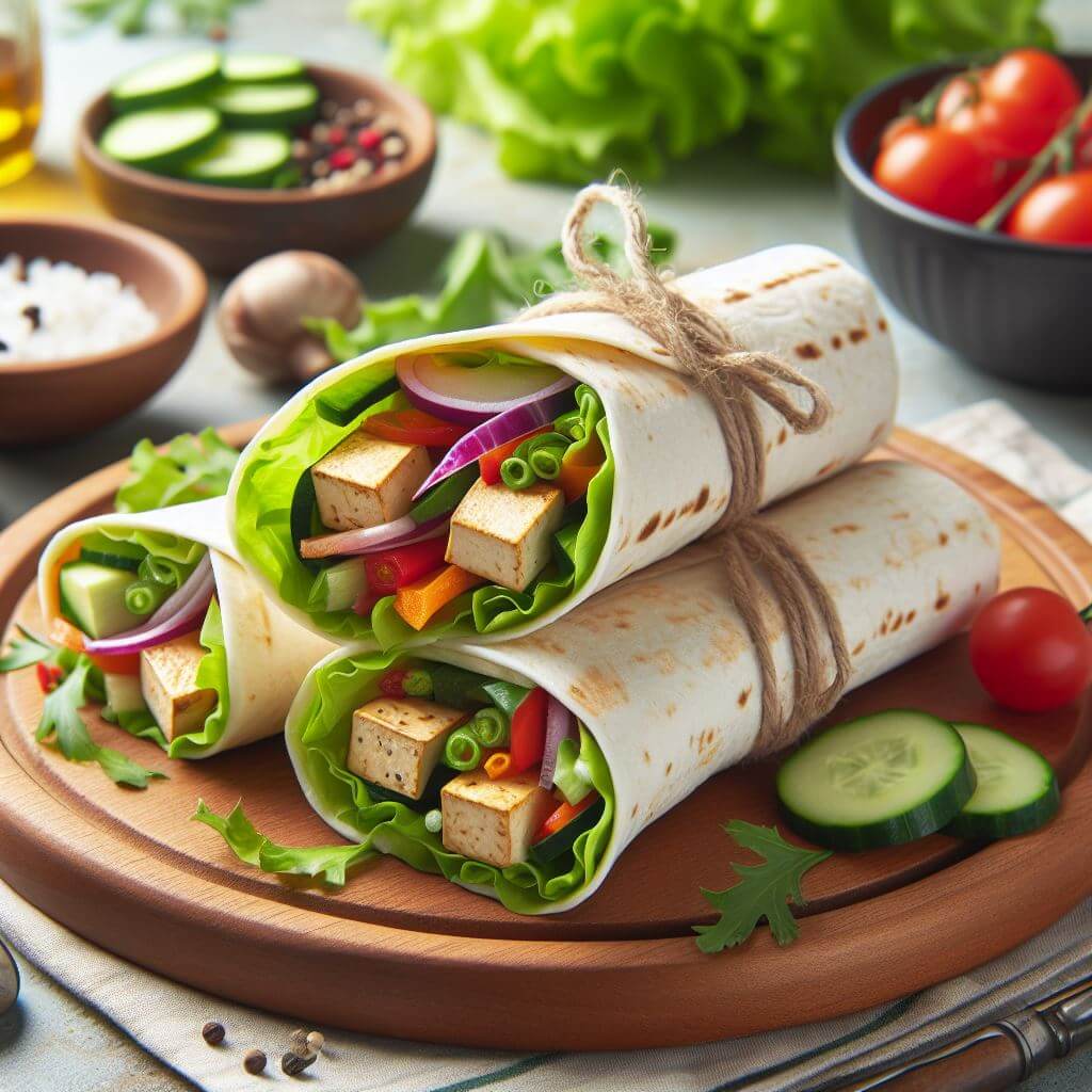 Wrap de Tofu e Vegetais