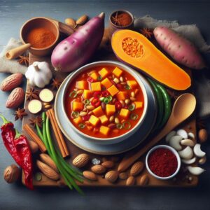Arte Culinária Vegana: Sopa Exótica de Batata Doce e Pimentão